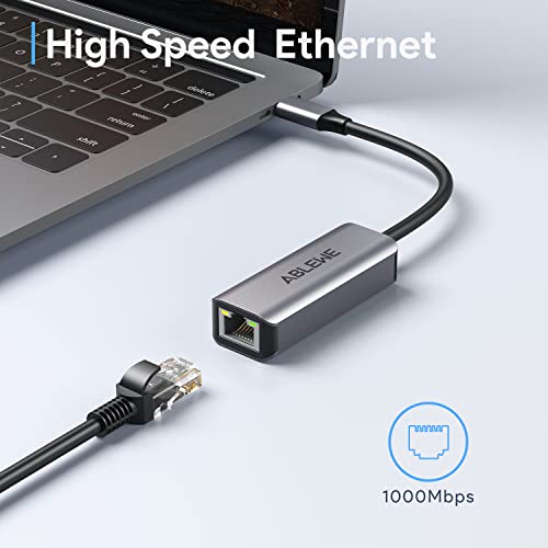 ABLEWE USB C to Ethernet Adapter for MacBook Pro, Air, Dell, and iPad Pro (Grey)
| Gigabit Ethernet Adapter by ABLEWE f