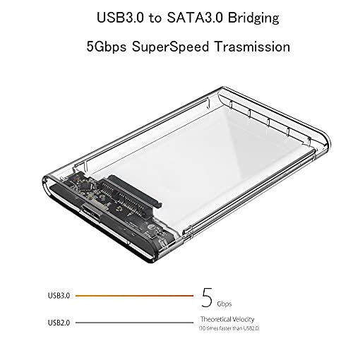 |5" External Hard Drive Enclosure SATA to USB |1 Tool-Free Clear Case for |5 Inch SSD & HDD
| |5" External Hard Drive C