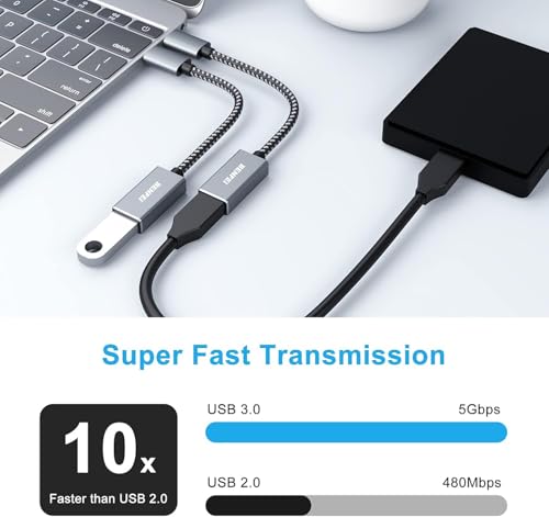 BENFEI USB C to USB |0 Adapter, 2 Pack Compatible with iPhone 15 Pro/Max, MacBook Pro/Air 2023, iMac - Fast Data Transfe