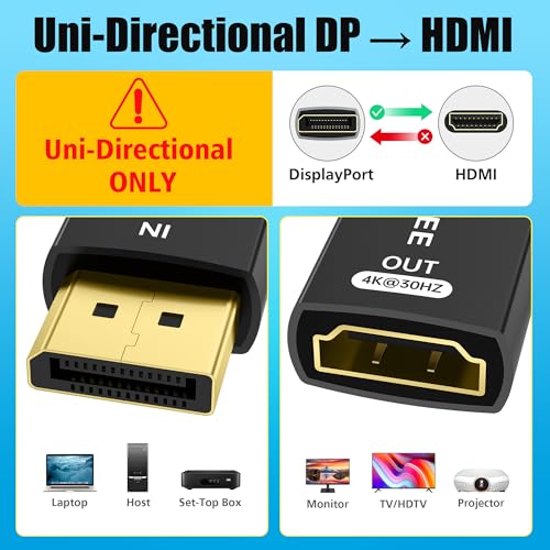 AGVEE 2 Pack Display Port to HDMI 4K@30HZ Adapter for PC, Backward Compatible with 2K@60HZ 1080P@120HZ Full HDTV, Alloy 