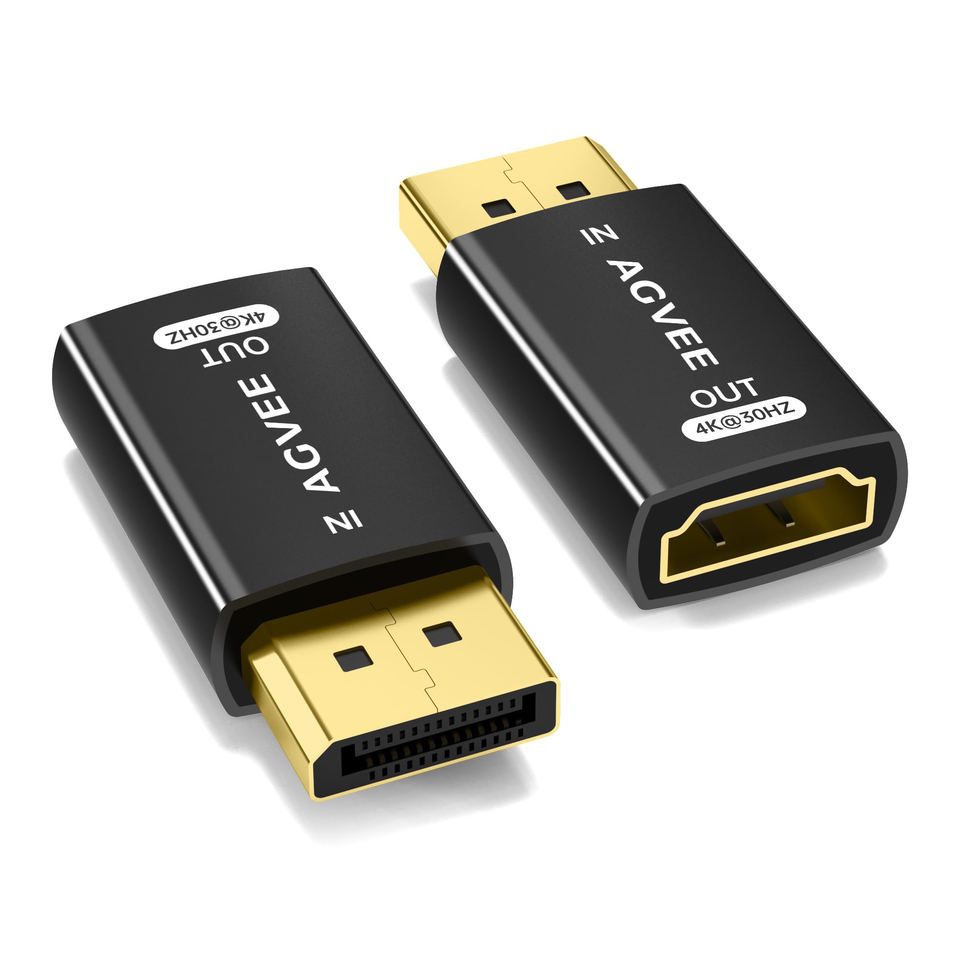 AGVEE 2 Pack Display Port to HDMI 4K@30HZ Adapter for PC, Backward Compatible with 2K@60HZ 1080P@120HZ Full HDTV, Alloy 