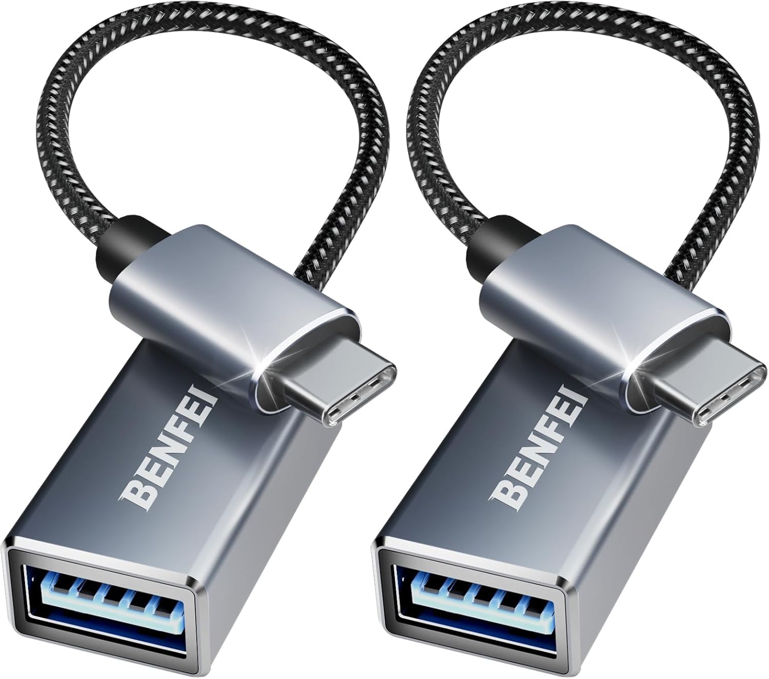 BENFEI USB C to USB |0 Adapter, 2 Pack Compatible with iPhone 15 Pro/Max, MacBook Pro/Air 2023, iMac - Fast Data Transfe