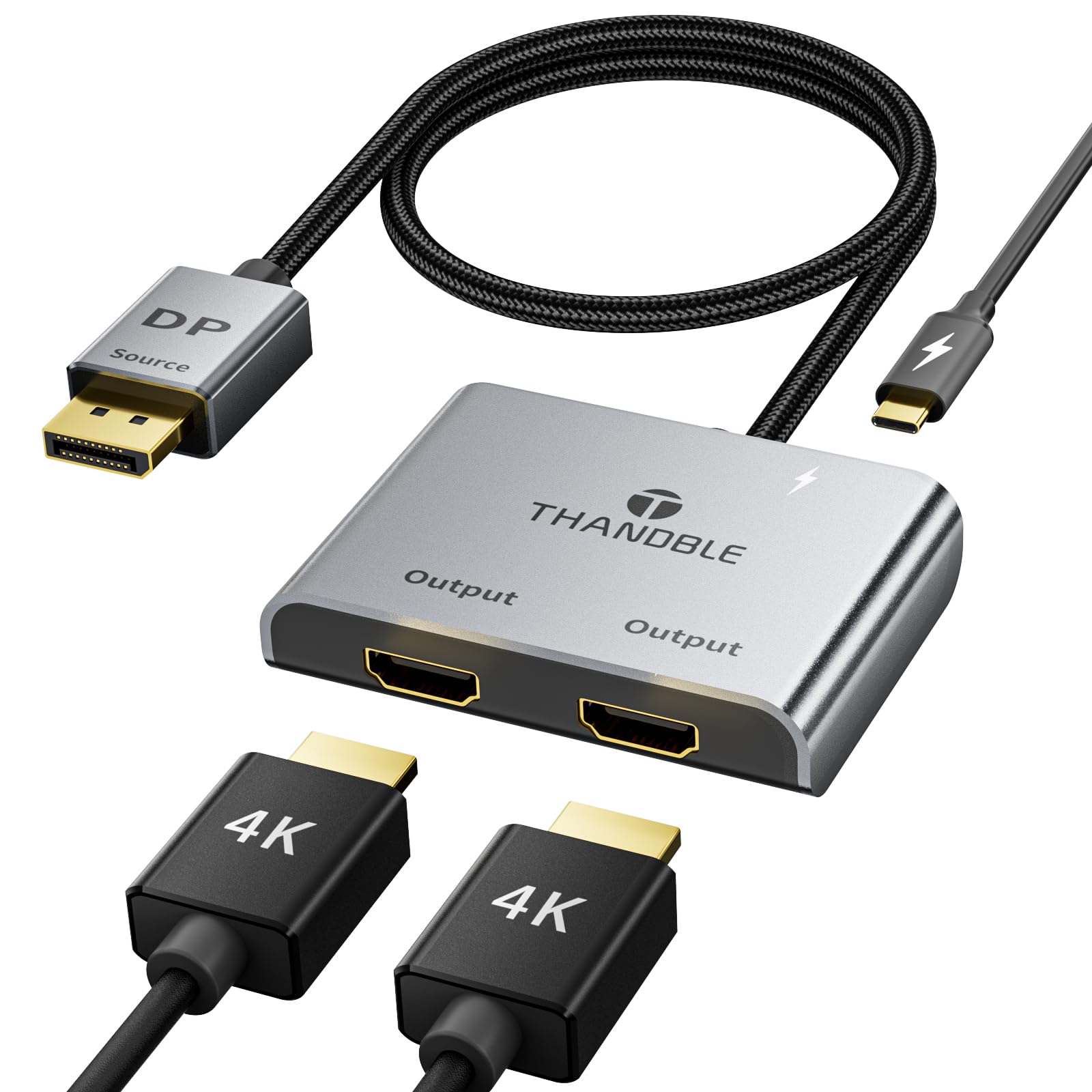 DisplayPort to Dual HDMI Adapter (4K@60Hz) for PC Gamers Extended Display Support Hub